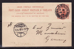Великобритания Ирландия 1898 Открытка прошедшая почту